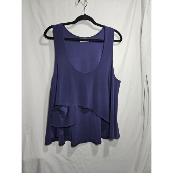 Sympli Tops - Sympli Asymmetrical Layered Tank Top 14 Purple Matte Jersey Travel Removable Pkt